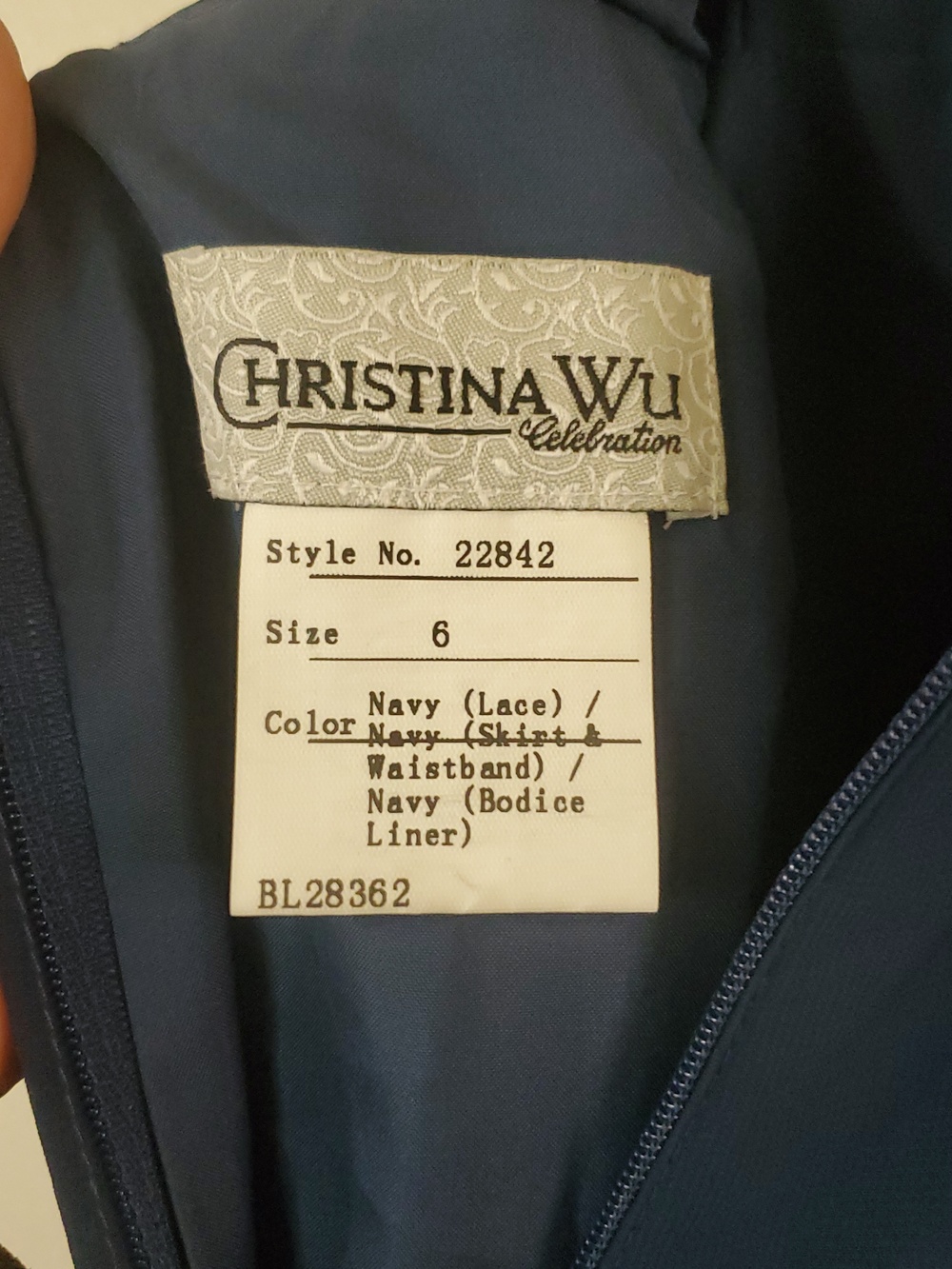 Christina Wu Celebration Navy Halter Style Maxi Dress Size 6 Style 22842 Wedding - Picture 7 of 16